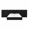 Pemberly Row Contemporary Black Velvet Wings - Queen or King (Set of 2)