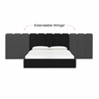 Pemberly Row Contemporary Black Velvet Wings - Queen or King (Set of 2)