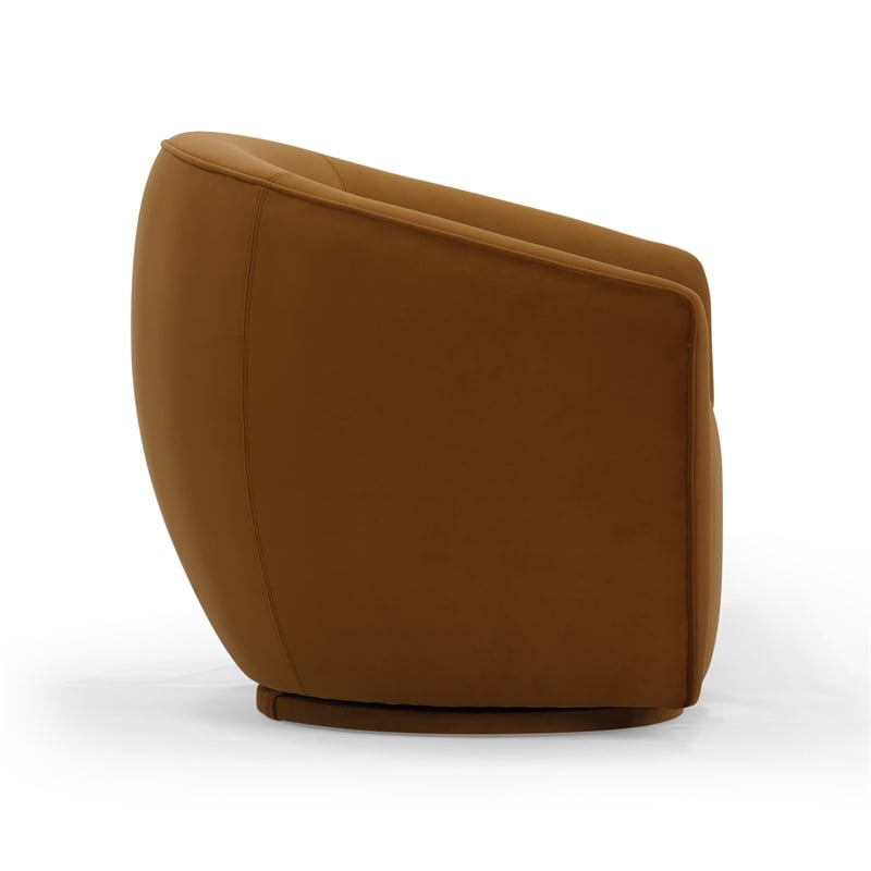 Pemberly Row Modern / Contemporary Cognac Velvet Swivel Chair