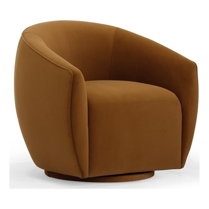 Pemberly Row Modern / Contemporary Cognac Velvet Swivel Chair