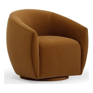 Pemberly Row Modern / Contemporary Cognac Velvet Swivel Chair