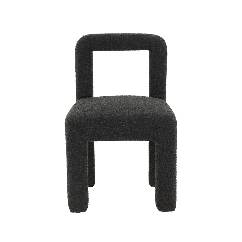 Pemberly Row Transitional Fabric Boucle Dining Chair in Black Finish