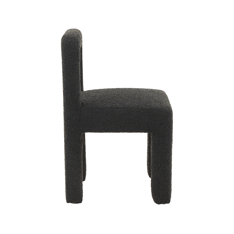 Pemberly Row Transitional Fabric Boucle Dining Chair in Black Finish