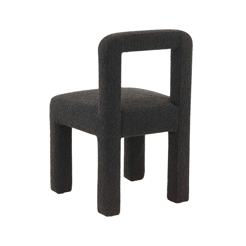 Pemberly Row Transitional Fabric Boucle Dining Chair in Black Finish