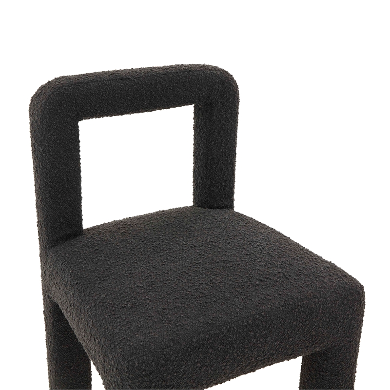 Pemberly Row Transitional Fabric Boucle Dining Chair in Black Finish