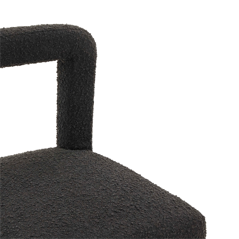 Pemberly Row Transitional Fabric Boucle Dining Chair in Black Finish