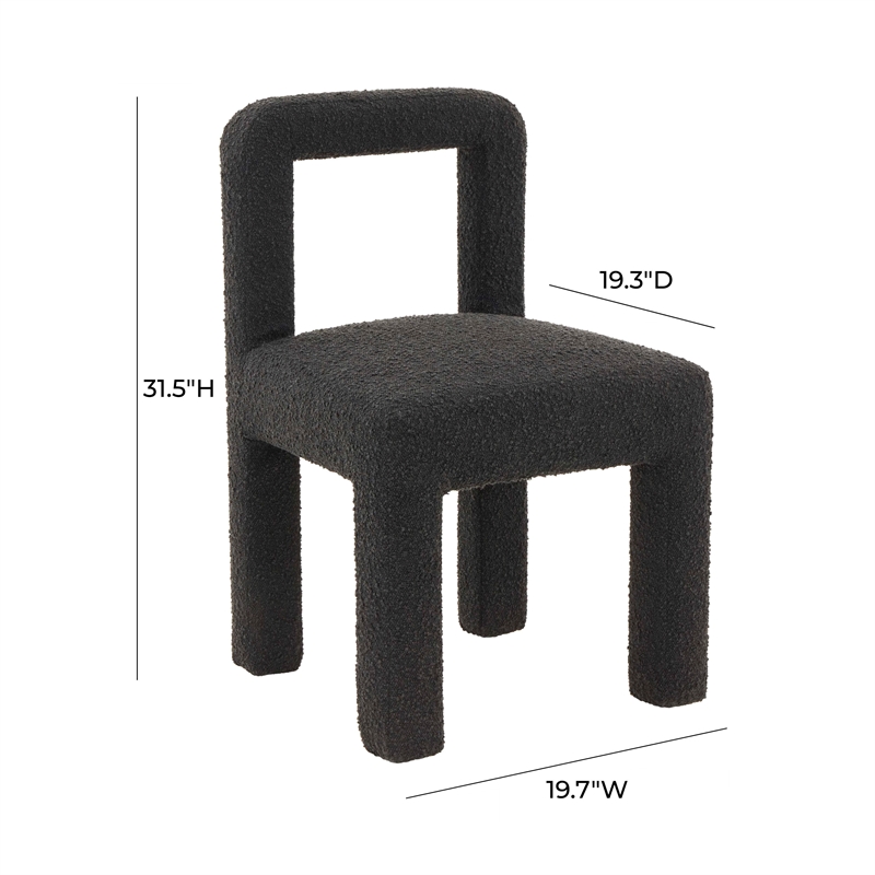 Pemberly Row Transitional Fabric Boucle Dining Chair in Black Finish