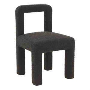 Pemberly Row Transitional Fabric Boucle Dining Chair in Black Finish