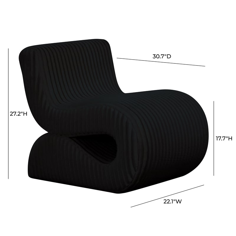 Pemberly Row Contemporary Black Oversized Corduroy Accent Chair