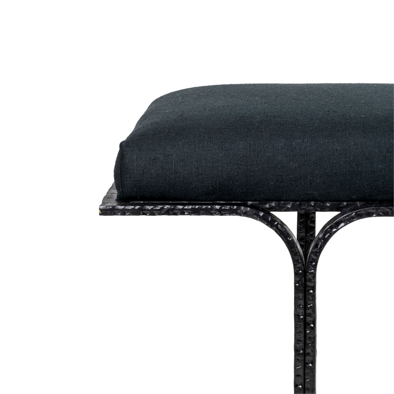 Pemberly Row Handmade Transitional Black Finish Upholstered Bench