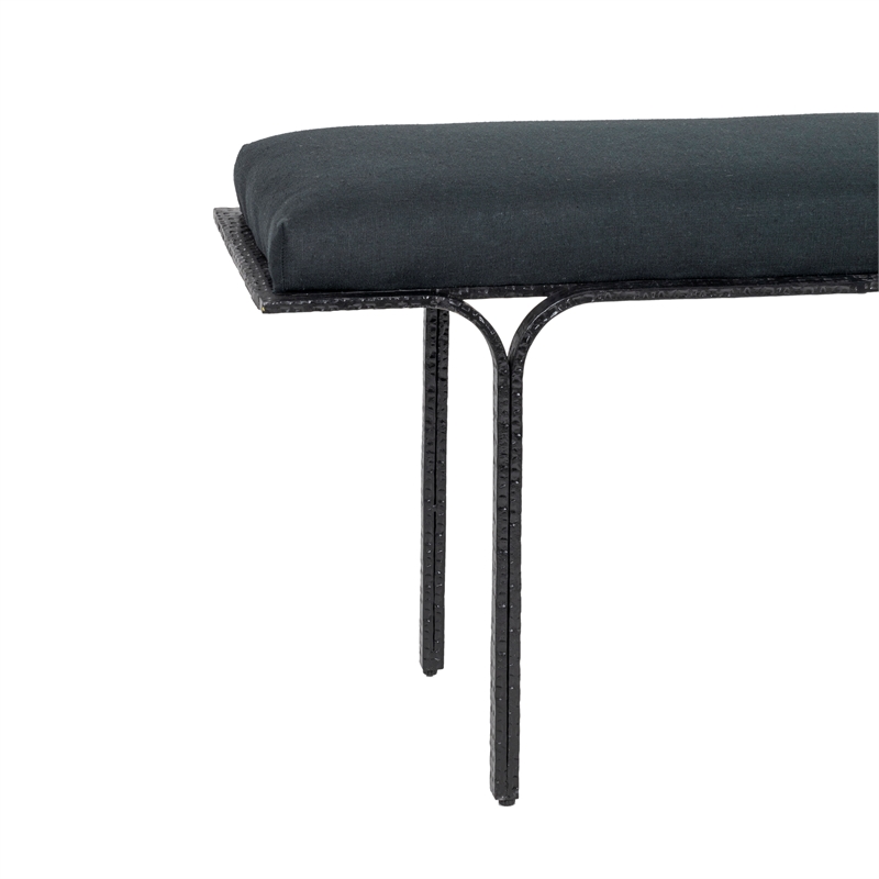 Pemberly Row Handmade Transitional Black Finish Upholstered Bench