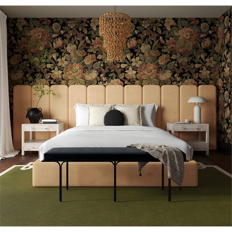 Pemberly Row Handmade Transitional Black Finish Upholstered Bench