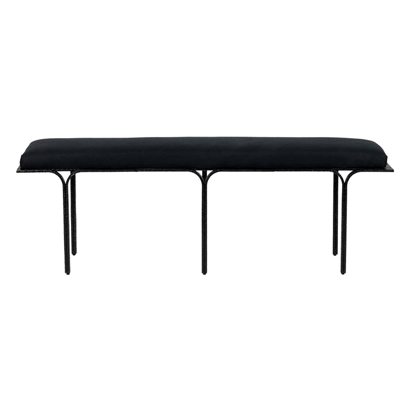 Pemberly Row Handmade Transitional Black Finish Upholstered Bench