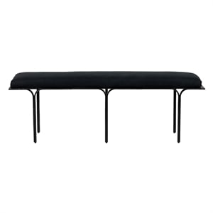 Pemberly Row Handmade Transitional Black Finish Upholstered Bench