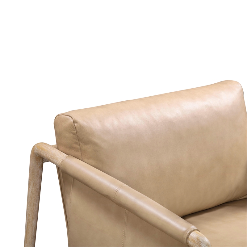 Pemberly Row Handmade Contemporary Tan Genuine Leather Accent Chair