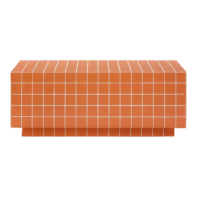 Pemberly Row Brick Orange Tile Indoor / Outdoor Coffee Table