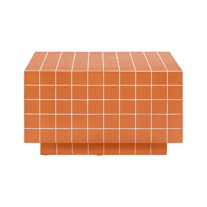 Pemberly Row Brick Orange Tile Indoor / Outdoor Coffee Table