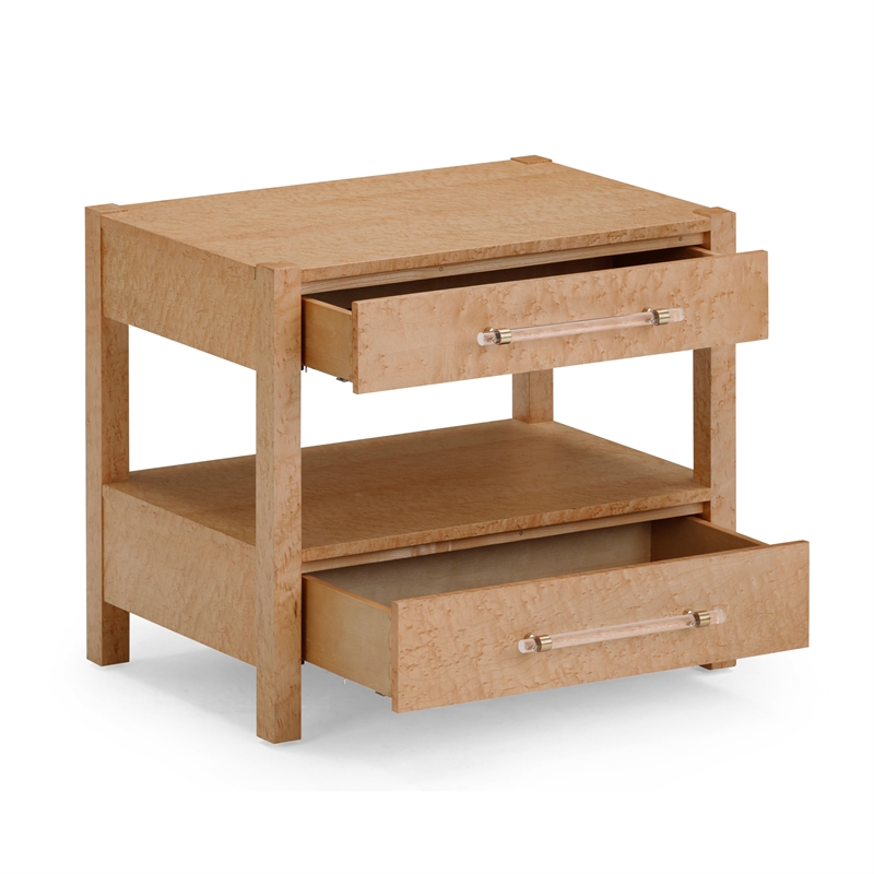 Pemberly Row Contemporary Birdseye Maple 2-Drawer Nightstand