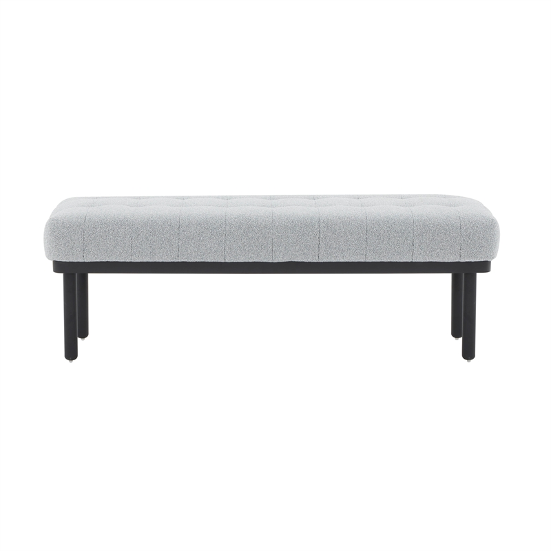Pemberly Row Handmade Transitional Upholstered  Gray Boucle Bench