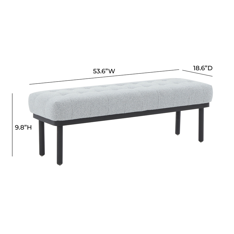 Pemberly Row Handmade Transitional Upholstered  Gray Boucle Bench