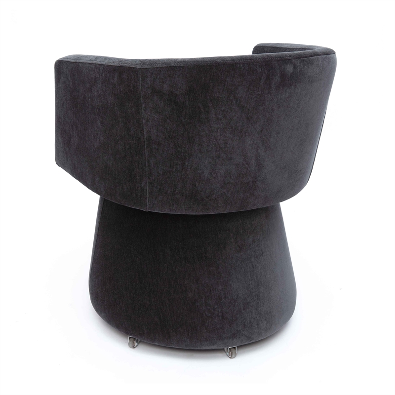 Pemberly Row Contemporary Black Upcycled Chenille Rolling Desk Chair
