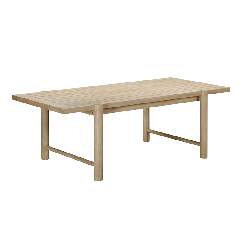 Pemberly Row Contemporary Light Teak Outdoor Rectangular Dining Table