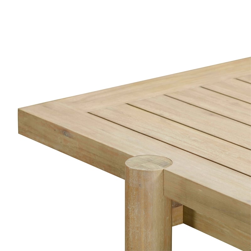 Pemberly Row Contemporary Light Teak Outdoor Rectangular Dining Table
