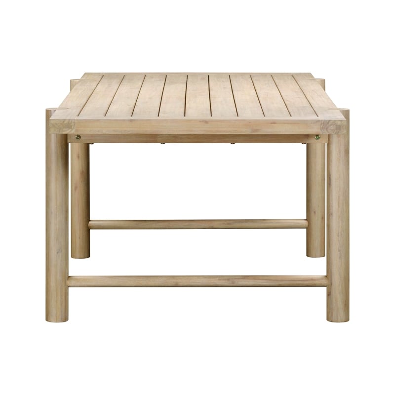 Pemberly Row Contemporary Light Teak Outdoor Rectangular Dining Table