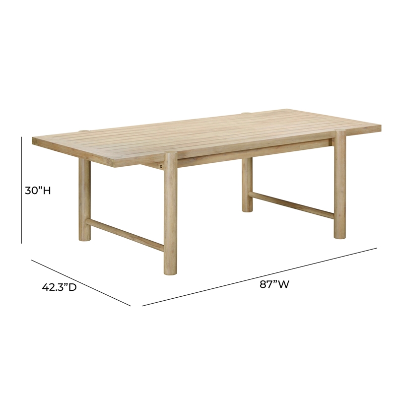 Pemberly Row Contemporary Light Teak Outdoor Rectangular Dining Table