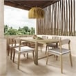 Pemberly Row Contemporary Light Teak Outdoor Rectangular Dining Table
