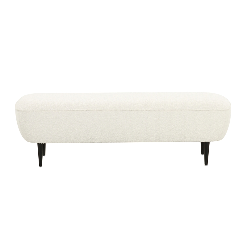 Pemberly Row Transitional Soft Boucle Fabric Cream Boucle Bench