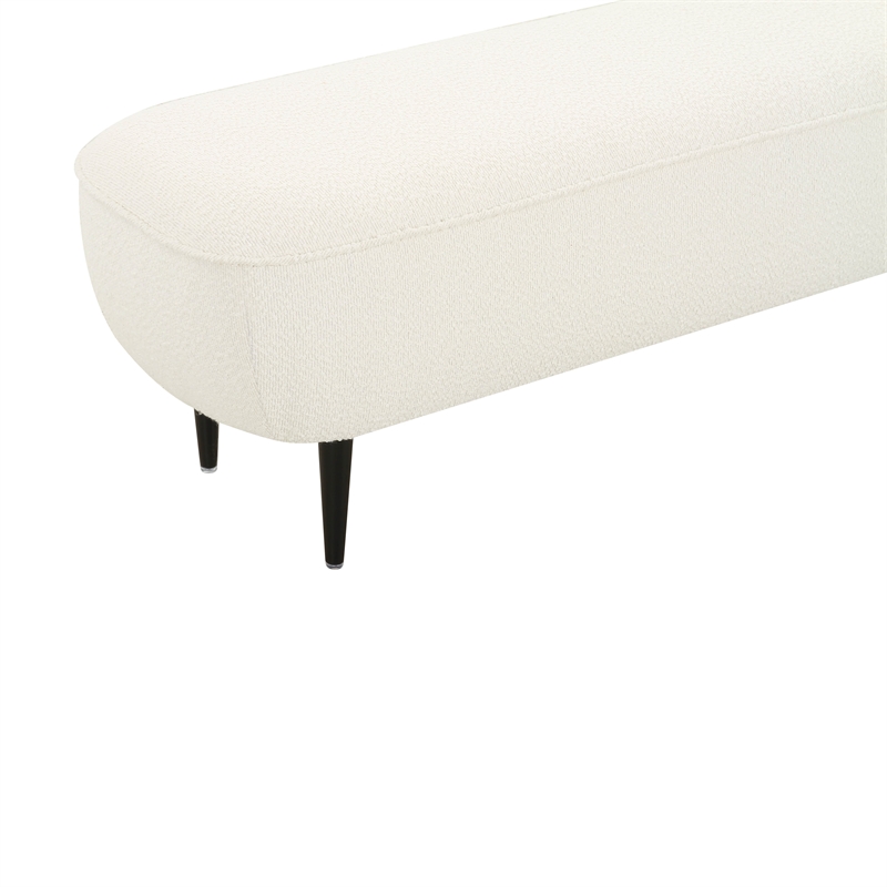 Pemberly Row Transitional Soft Boucle Fabric Cream Boucle Bench