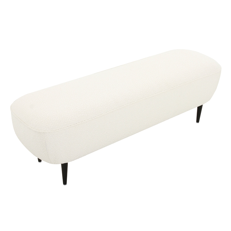 Pemberly Row Transitional Soft Boucle Fabric Cream Boucle Bench