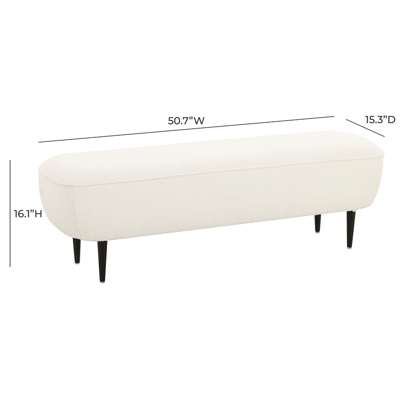 Pemberly Row Transitional Soft Boucle Fabric Cream Boucle Bench