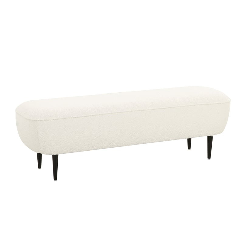 Pemberly Row Transitional Soft Boucle Fabric Cream Boucle Bench