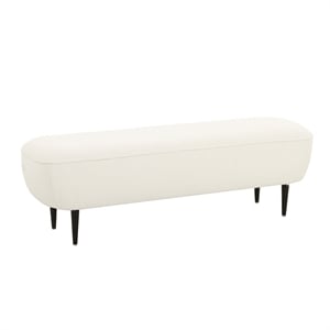 Pemberly Row Transitional Soft Boucle Fabric Cream Boucle Bench