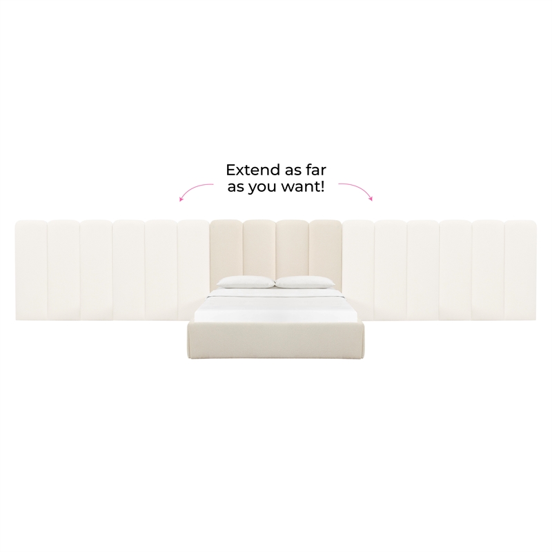 Pemberly Row Contemporary Cream Boucle Wings - Queen or King (Set of 2)