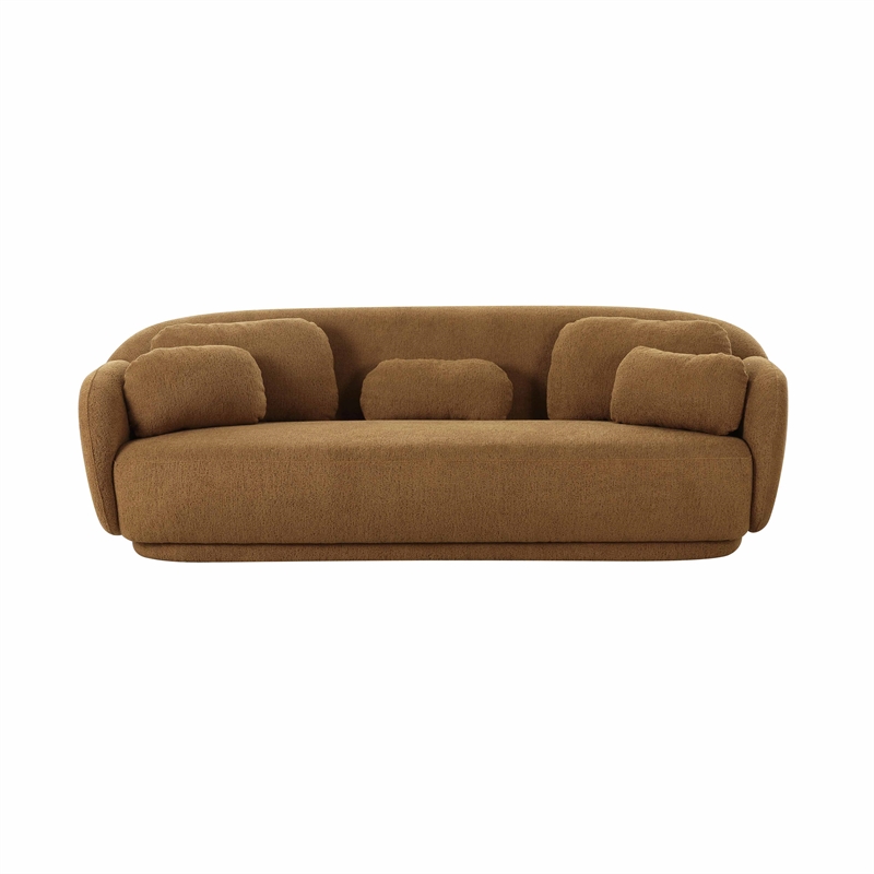 Pemberly Row Handmade Modern Transitional Misty Brown Boucle Sofa