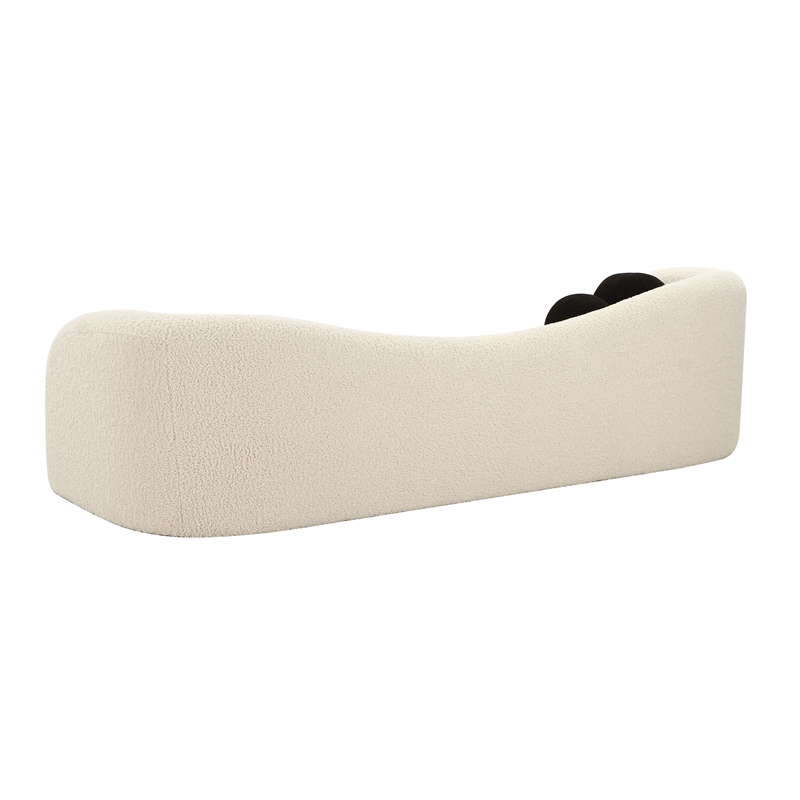 Pemberly Row Handmade Transitional Beige Faux Shearling Sofa