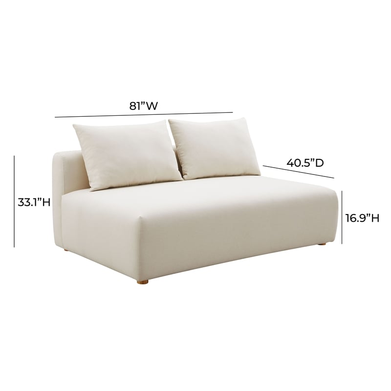 Pemberly Row Handmade Contemporary Cream Linen Modular Loveseat