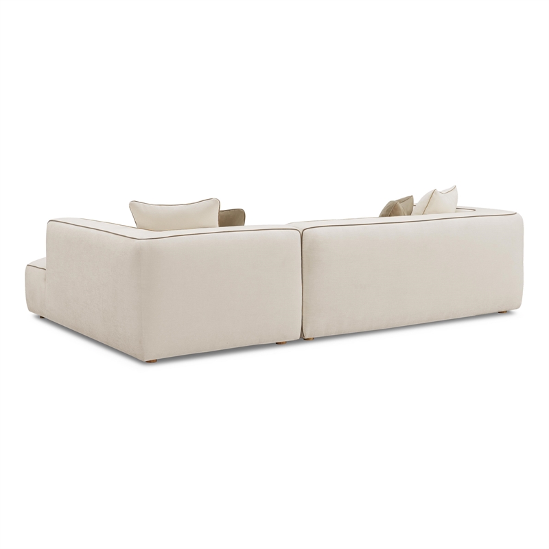 Pemberly Row Contemporary Cream Linen Left-Arm Facing Sectional