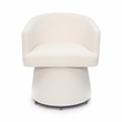 Pemberly Row Contemporary Cream Upcycled Chenille Rolling Desk Chair