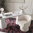 Pemberly Row Contemporary Cream Upcycled Chenille Rolling Desk Chair