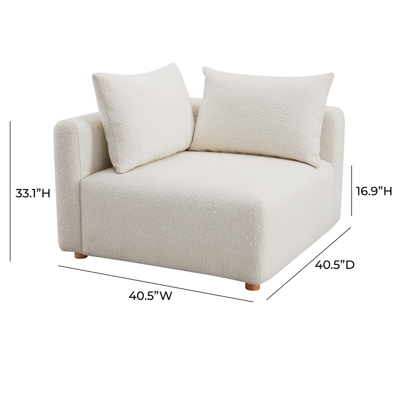 Pemberly Row Contemporary Cream Upholstered Modular Corner Chair