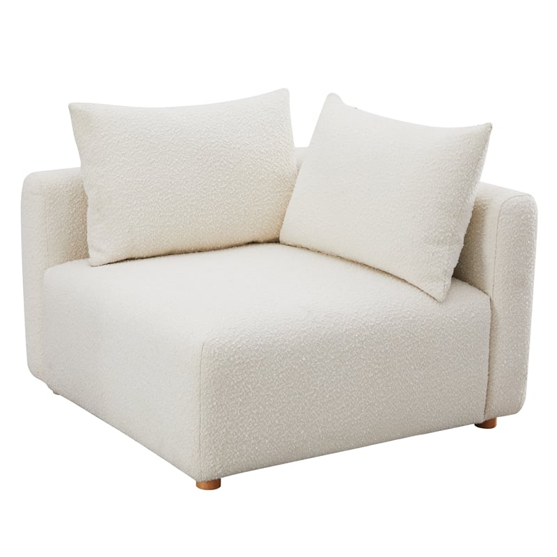 Pemberly Row Contemporary Cream Upholstered Modular Corner Chair