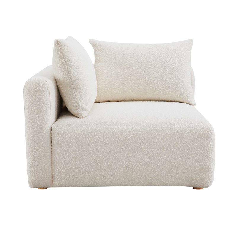 Pemberly Row Contemporary Cream Upholstered Modular Corner Chair