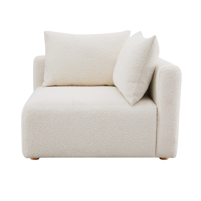 Pemberly Row Contemporary Cream Upholstered Modular Corner Chair