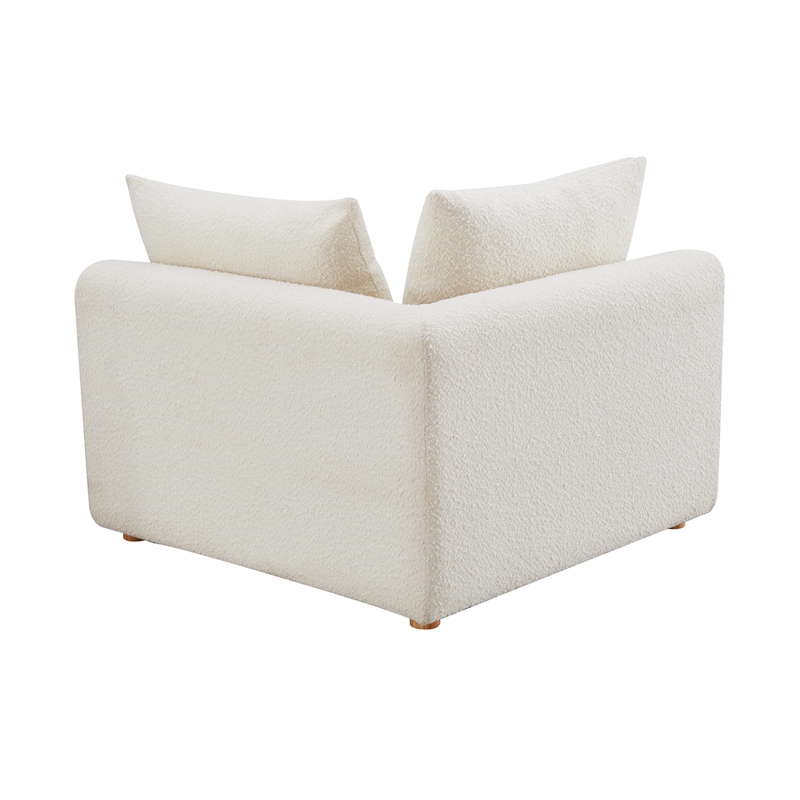 Pemberly Row Contemporary Cream Upholstered Modular Corner Chair