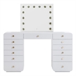 Pemberly Row Transitional Hollywood White Desk with Vanity Mirror