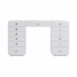Pemberly Row Transitional Hollywood White Desk with Vanity Mirror